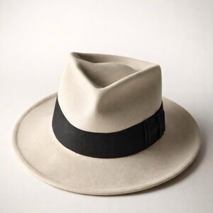 LUXUREZE - Stylish Cream Fedora Hat with Black Band